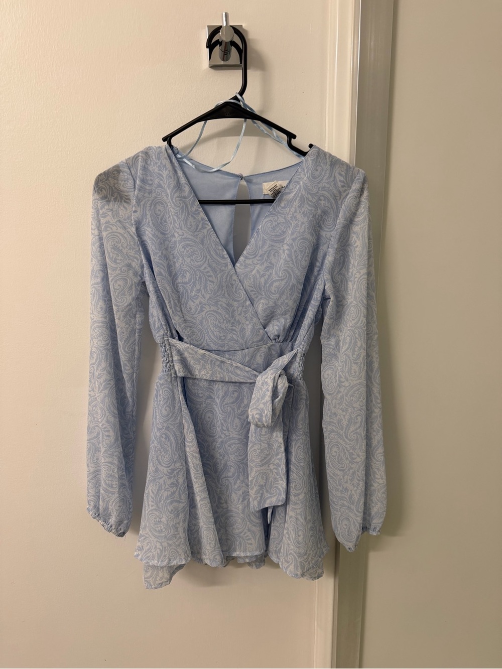 Light Blue Paisley Wrap Romper